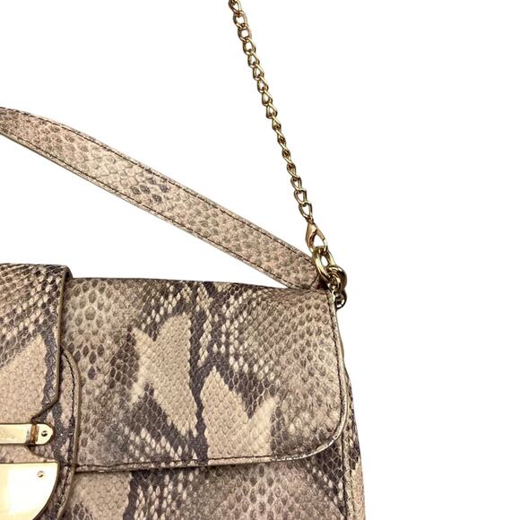 Cole Haan Snake Animal Print Embossed Leather Baguette Handbag Clutch - Picture 5 of 10